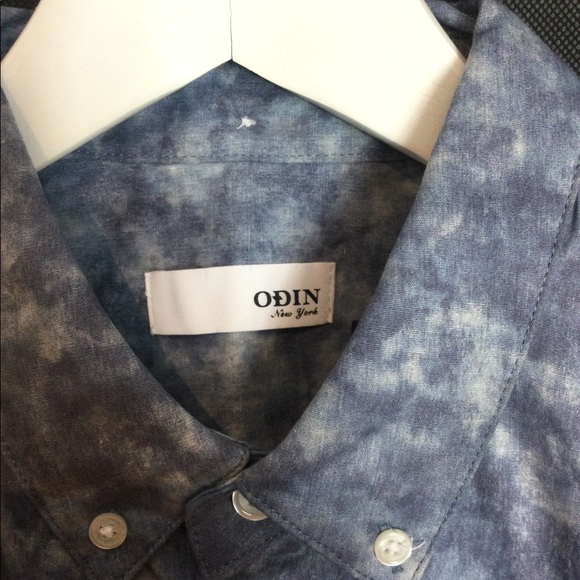ODIN NEW YORK BLUE TIE-DYE CASUAL BUTTON DOWN SHIRT NWT SZ M - Picture 6 of 7